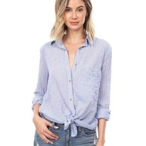 Free People No Limits Tie Front Button Down Top